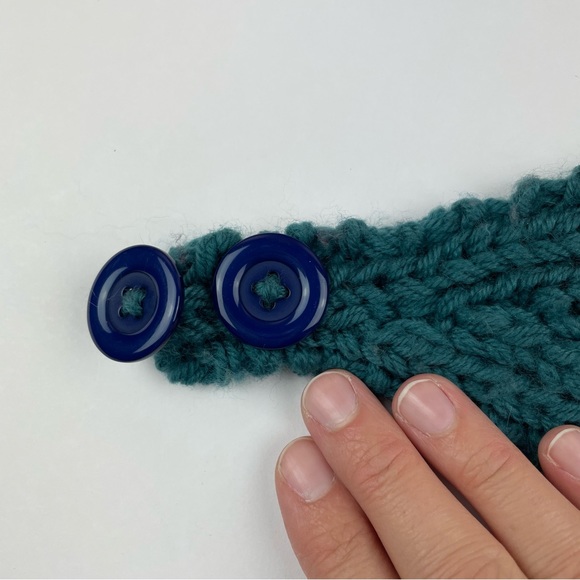 Blue Green Teal Crochet Floral Bohemian Boho Head Scarf Wrap - Picture 2 of 5